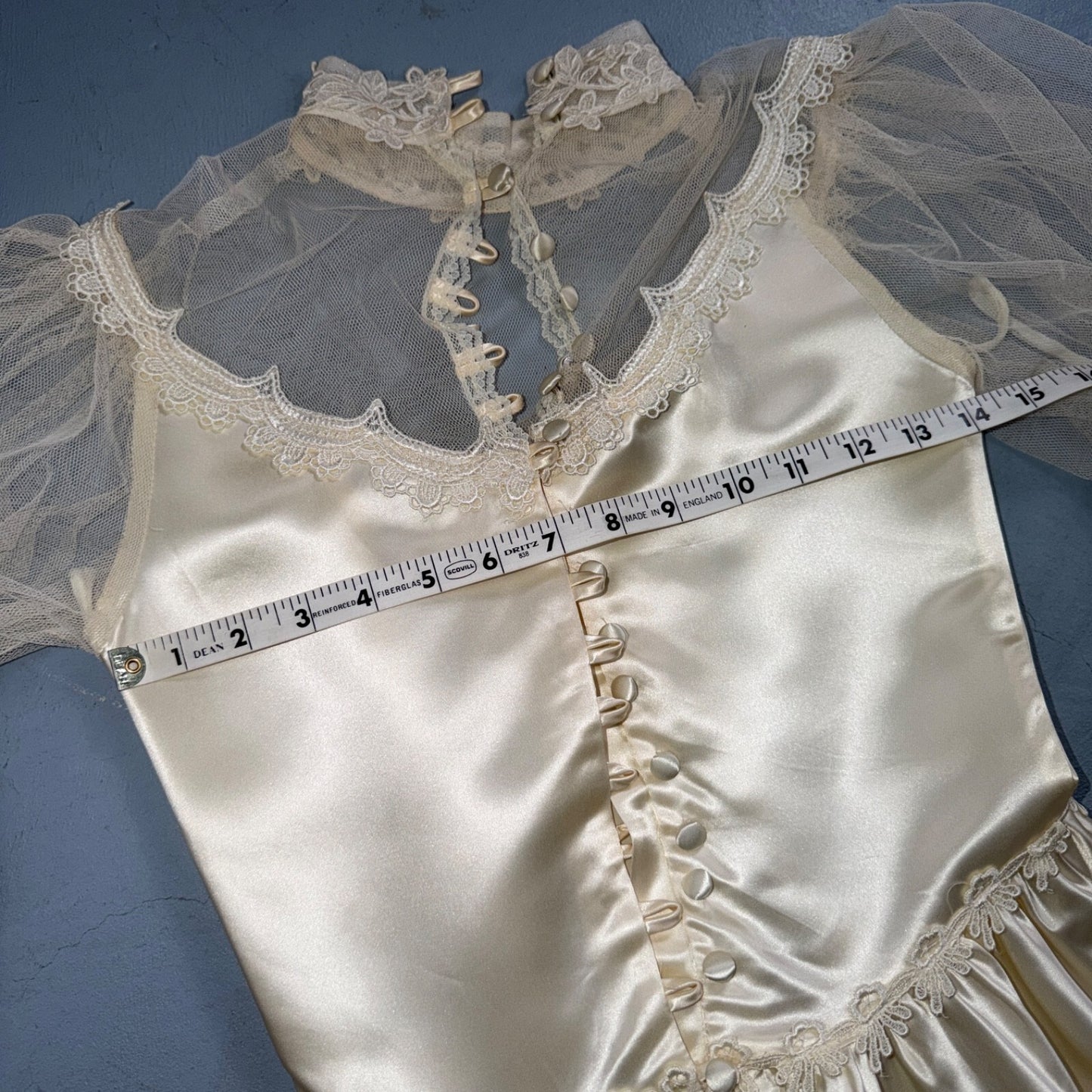 Vintage NWT 1970s GUNNE SAX Lace Prairie Wedding Dress Size 7 Hippie Boho 70s