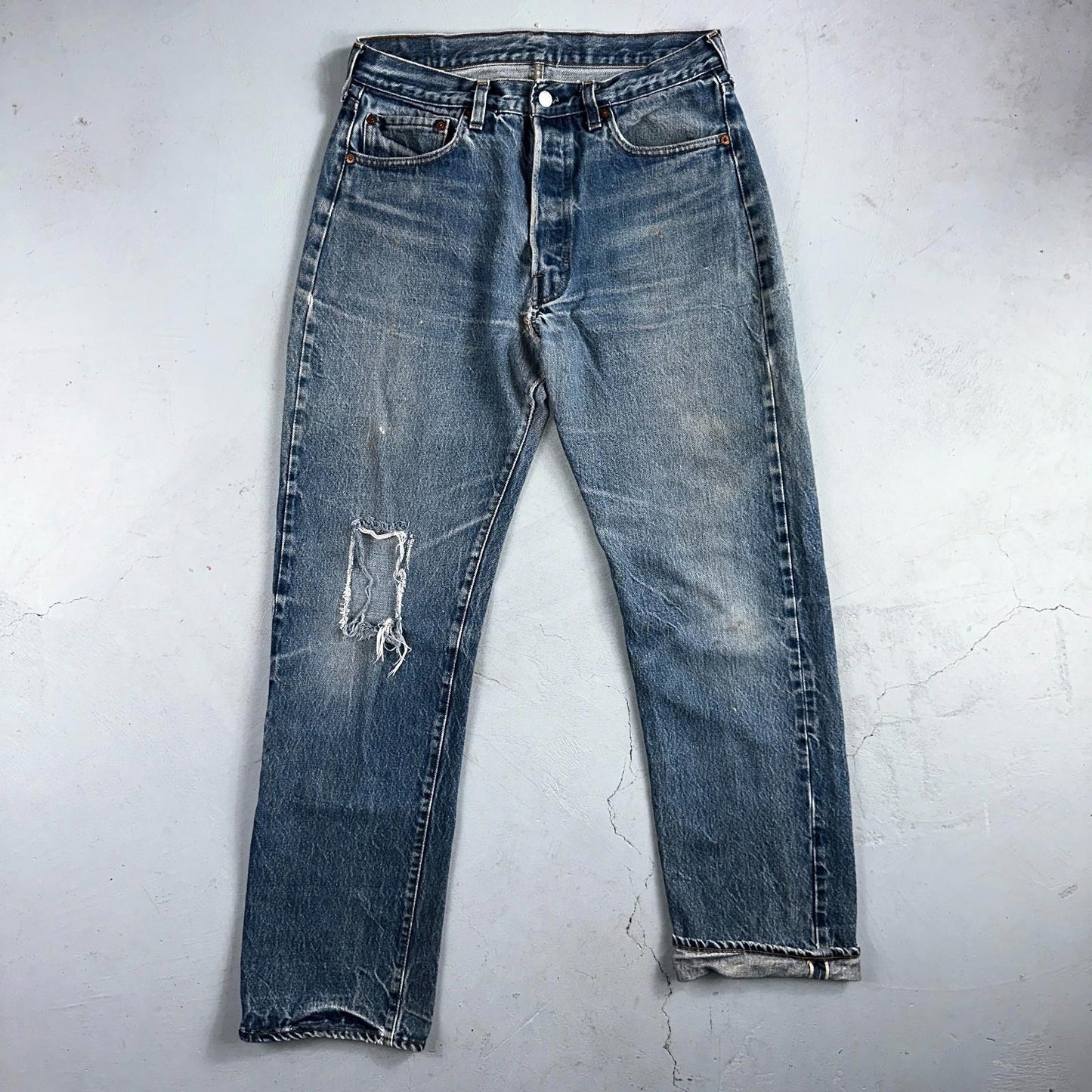 Levis 501 Vintage 80s Redline Selvedge USA XX Jeans Light Wash 35x36 Act 31x31