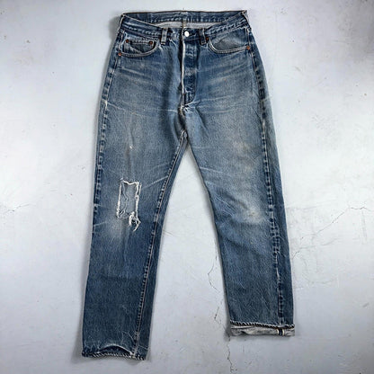 Levis 501 Vintage 80s Redline Selvedge USA XX Jeans Light Wash 35x36 Act 31x31
