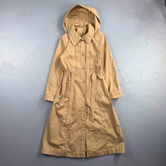 Vintage Nordstrom Trench Coat Womens Size 8 Brown Tan 1980s Long Overcoat Beige