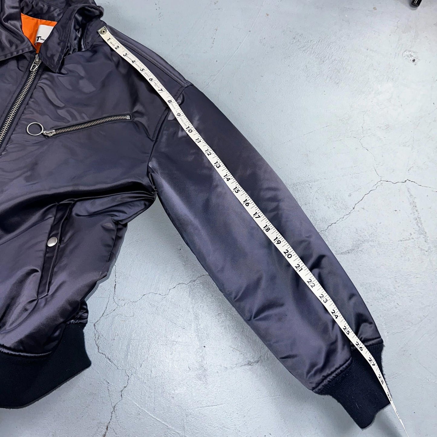 T Alexander Wang Navy Blue Satin Women Bomber Jacket Crop Size 6 Designer Silky