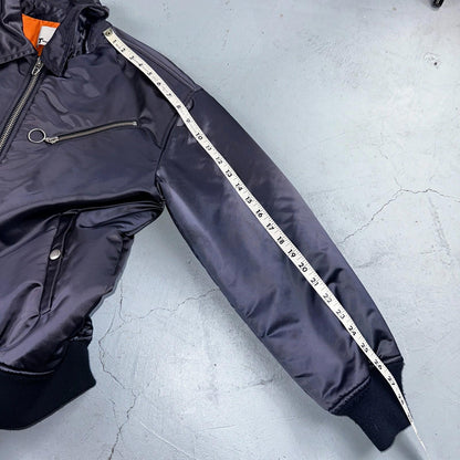 T Alexander Wang Navy Blue Satin Women Bomber Jacket Crop Size 6 Designer Silky