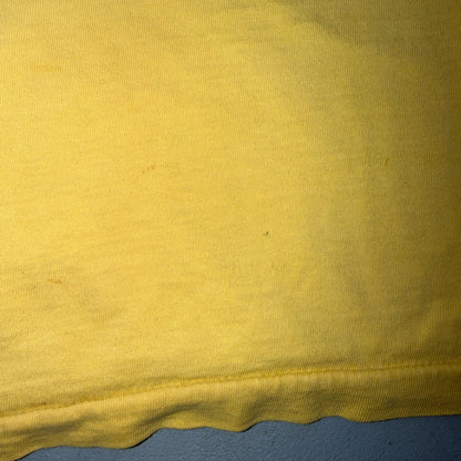 Vintage Rare 70s 1971 Crazy Shirt Hawaii Rat Race Yellow T-Shirt Large Stains