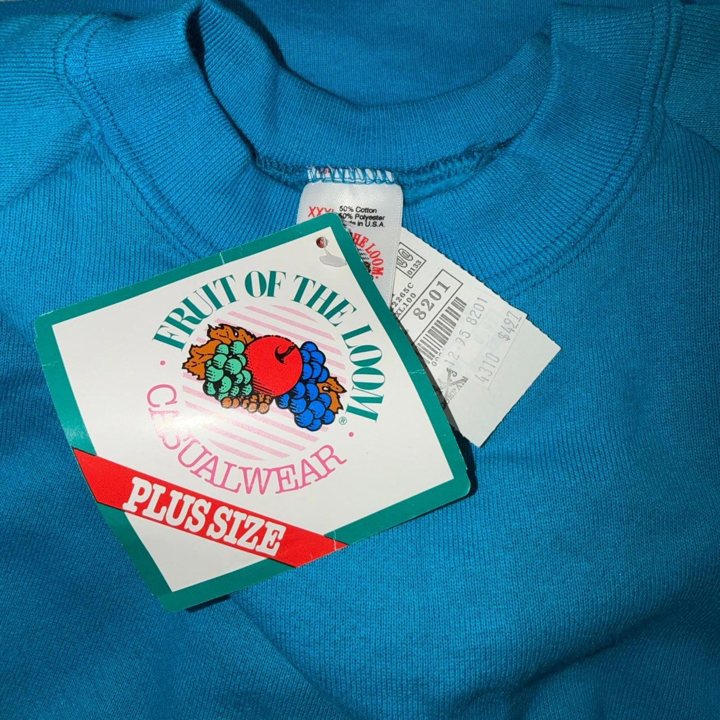 VTG FOTL Tags Sweatshirt Mens 3XL Blue Travel USA America Basic Deadstock