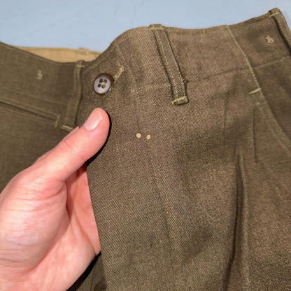 Vintage Military Pants Trousers Medium Regular 50s 40s Brown Wool Mens 30x31