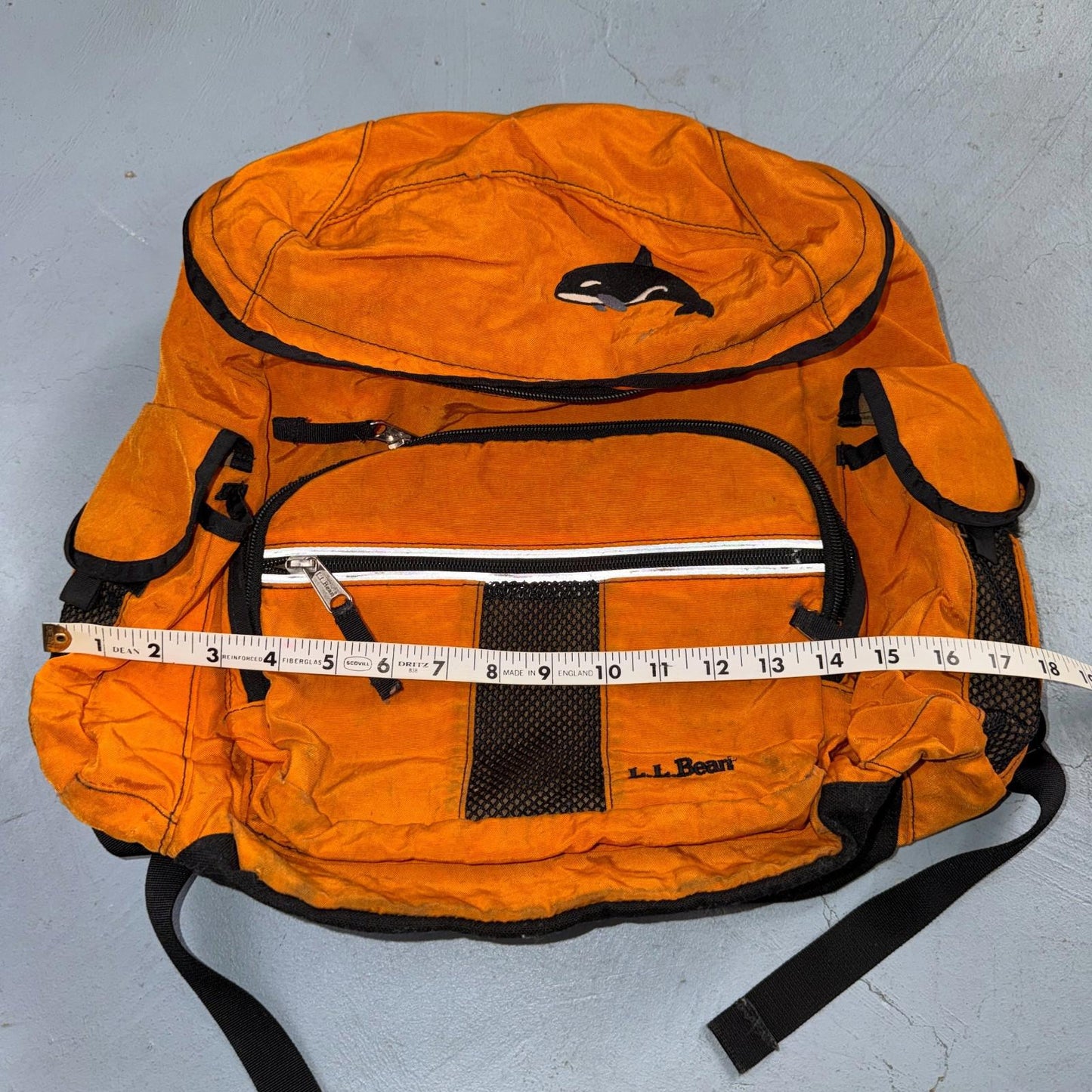 Vintage L.L. Bean Continental Rucksack Orange Backpack Hiking Camping 90s Orca