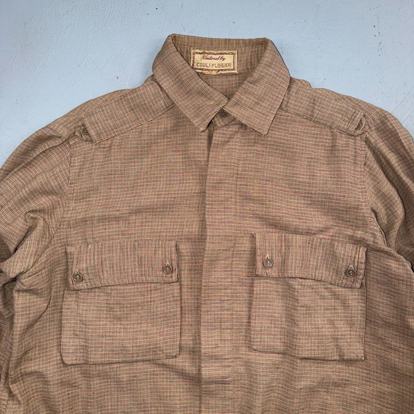 Vintage 1940s Plaid Workwear Chore Shirt Utility Button Up Medium Rockabilly 40s