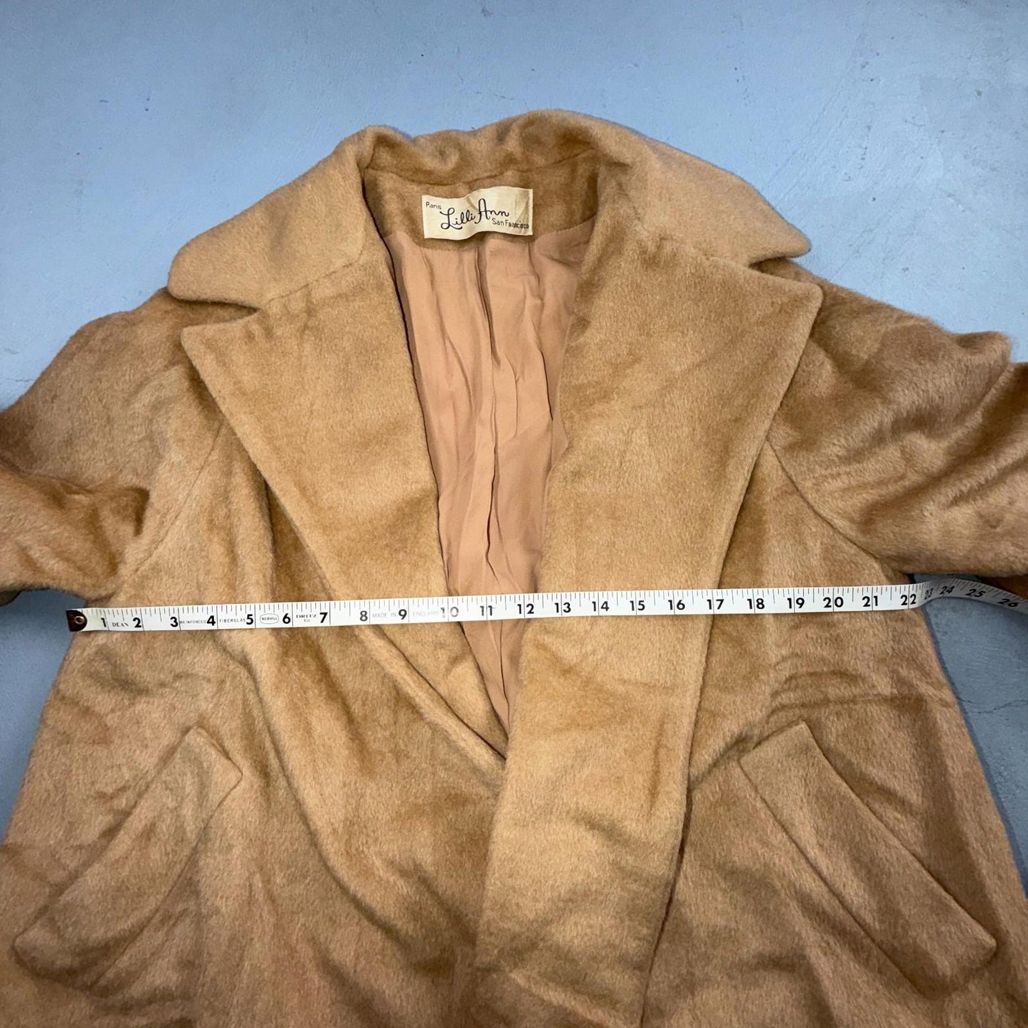 VTG Lilli Ann Tan Swing Coat Womens Tisse a Paris Brushed Wool San Francisco