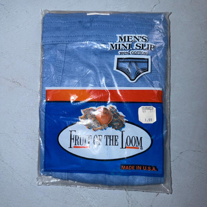 Vtg NOS 1970s FOTL Mini Slip Mens Blue Hip Briefs 100% Cotton M Deadstock