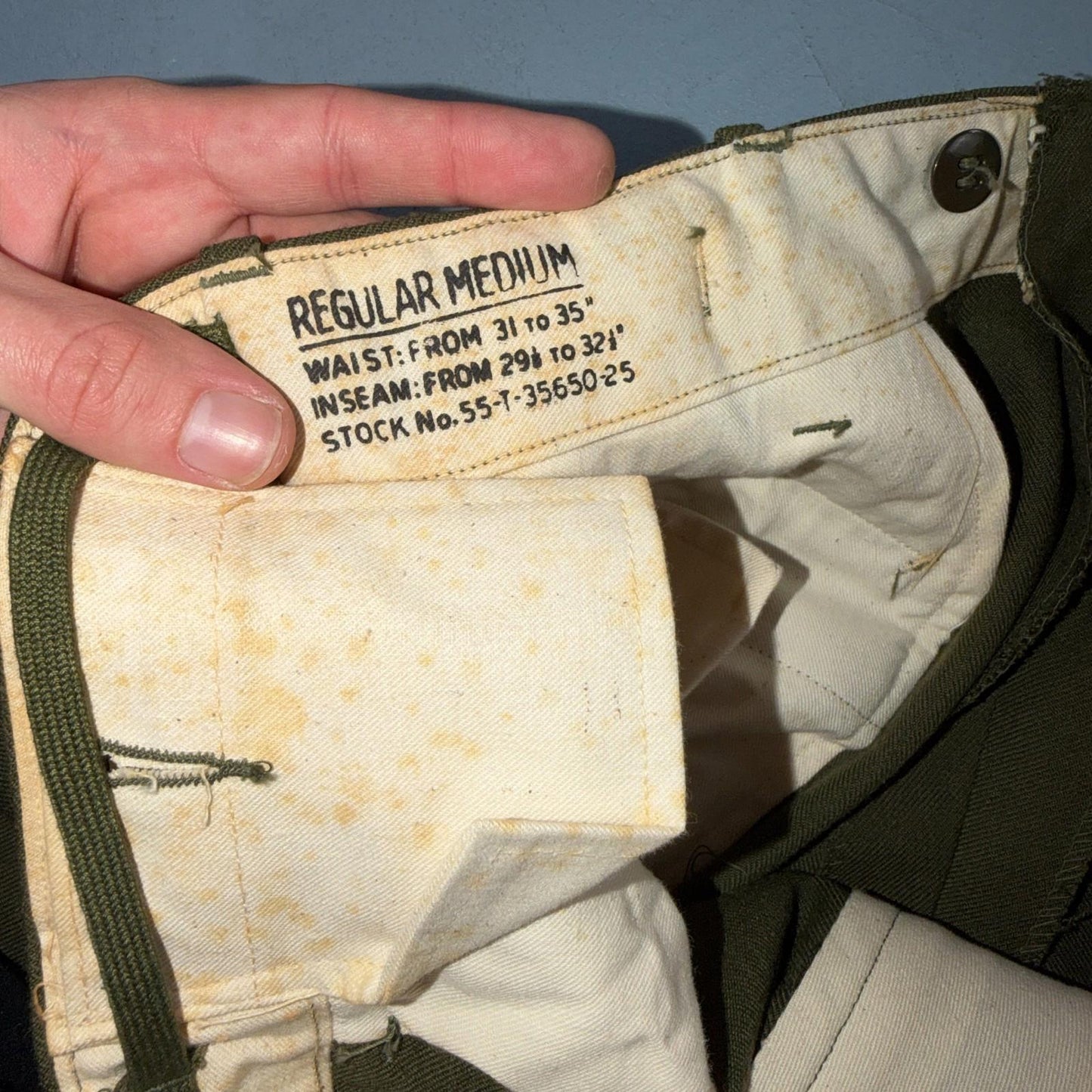 Vintage Military Pants Trousers Medium Regular 50s M1951 OG-108 Wool Mens 31x30