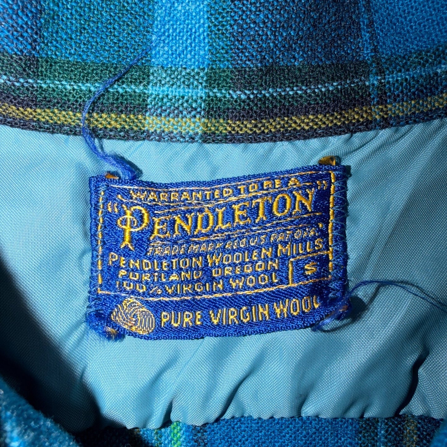VTG 70s Pendleton Blue Plaid Pure Virgin Wool Board Shirt USA Camp Rockabilly