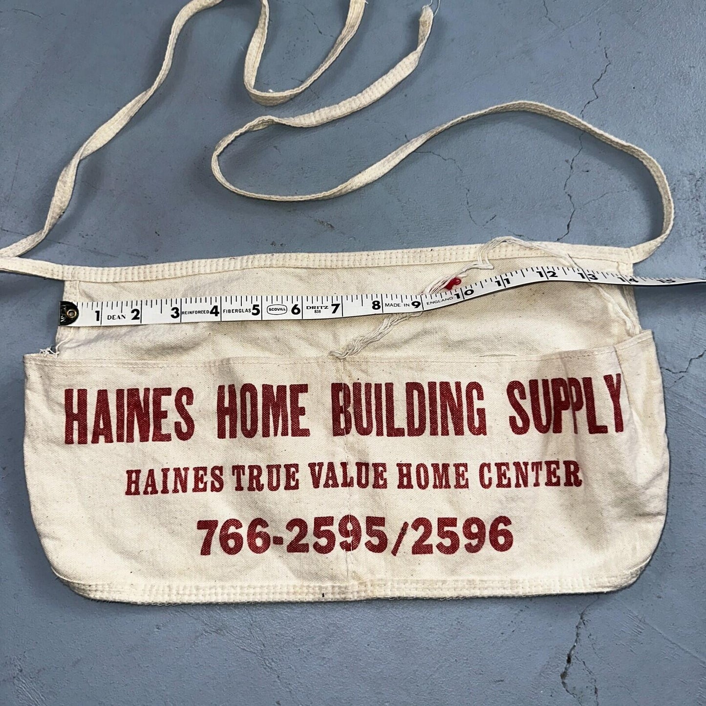 Hanes Vintage 1950's Canvas Nail Waist Apron Phone Number Home & Lumber Supply