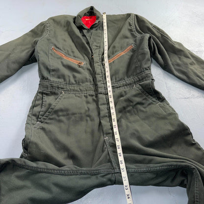 VTG 60s Wrangler Big Ben Work Coveralls Mens M Long Green Jumpsuit Zip Utility