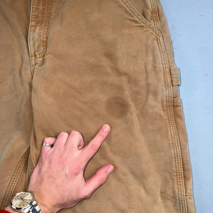 Carhartt Carpenter Pants Duck Canvas Flannel Lined B111 BRN Workwear Men 32x32