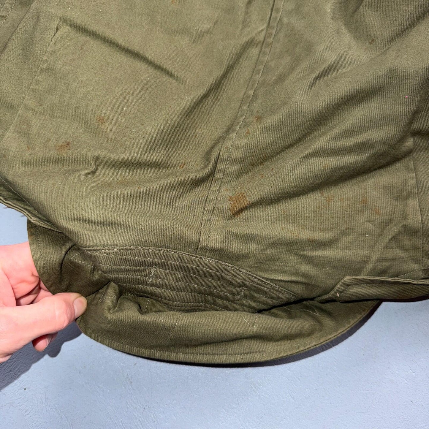 1950s Korean War US Military Wool Lined Overcoat Belted Trench Coat Small VTG