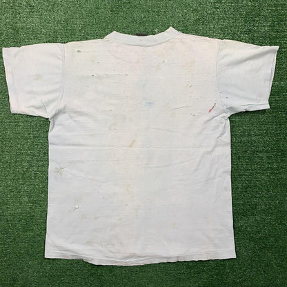 Nike Vintage T Shirt Mens L Quad Block Print Thrashed 70s Original Distressed