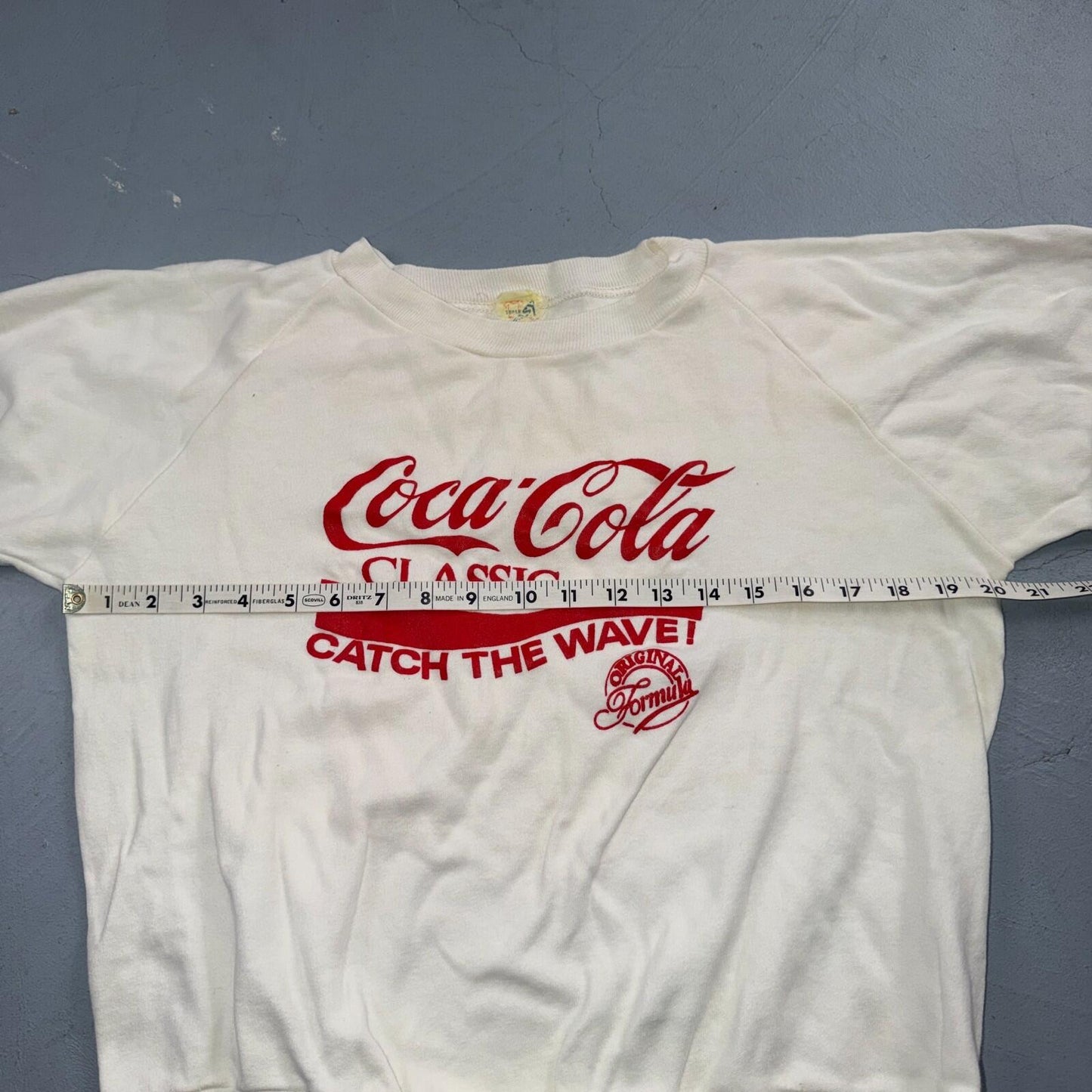 VTG 80s Coca Cola Crewneck Sweatshirt Catch Wave Soda Made USA 20x20 1980s