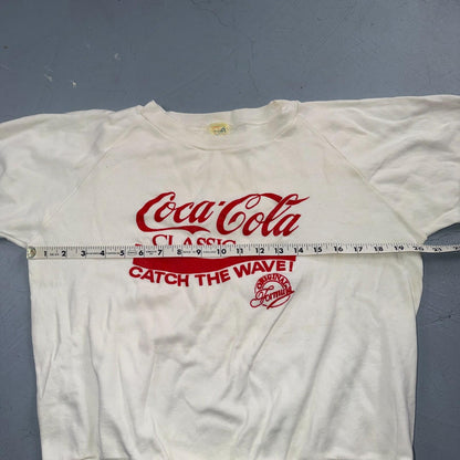 VTG 80s Coca Cola Crewneck Sweatshirt Catch Wave Soda Made USA 20x20 1980s