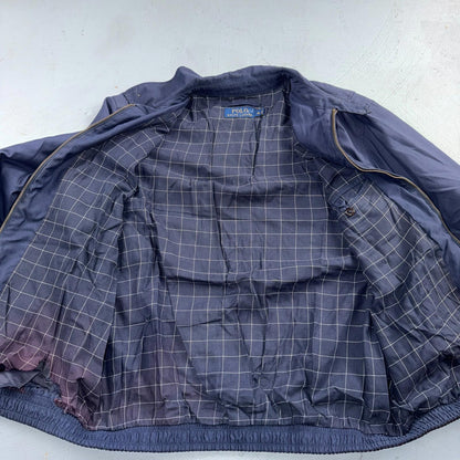 Polo Ralph Lauren Harrington Jacket Men M Solid Blue Striped Lined Y2K