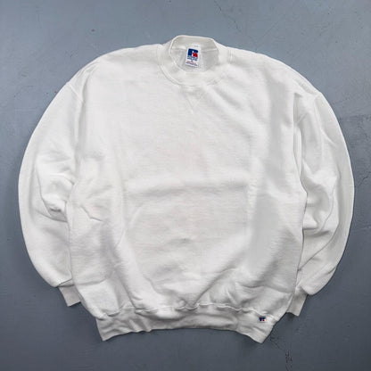 Russell Athletic XL Sweatshirt 90s VTG Crewneck White Basic Blank Essential