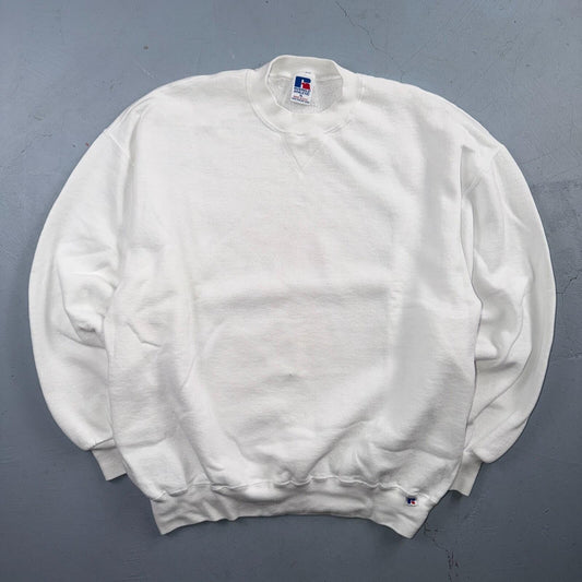 Russell Athletic XL Sweatshirt 90s VTG Crewneck White Basic Blank Essential