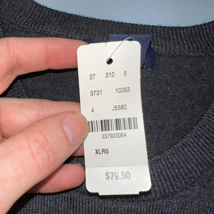 346 Brooks Brothers Mens XL Fine Italian Merino Wool Gray Sweater Tags