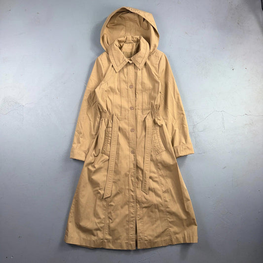 Vintage Nordstrom Trench Coat Womens Size 8 Brown Tan 1980s Long Overcoat Beige