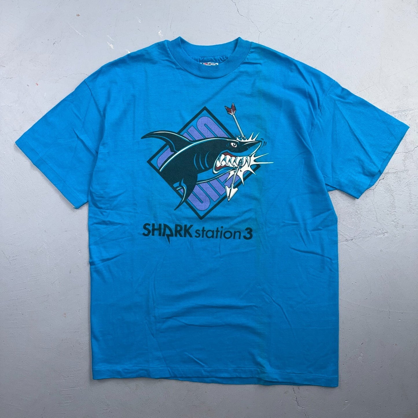 VTG 90s  Hanes Shark Station 3 T Shirt Graphic Gameshark Surf Skate USA Beefy