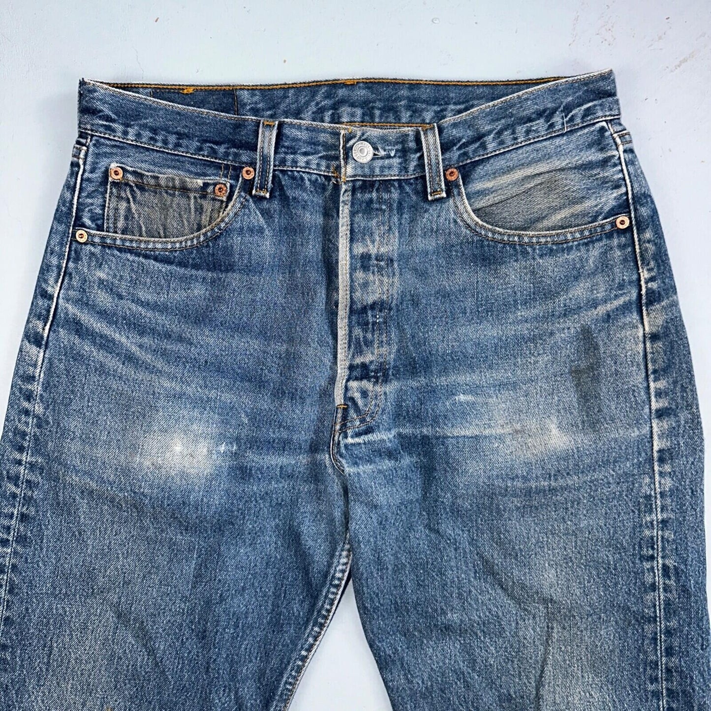 Levis 501 Vintage 90s USA XX Straight Leg Jeans Blue Med Wash 34x34 Act 31x30