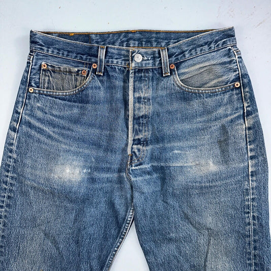 Levis 501 Vintage 90s USA XX Straight Leg Jeans Blue Med Wash 34x34 Act 31x30