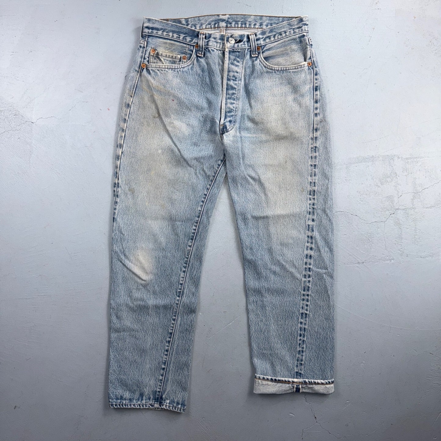 Levis 501 Vintage 80s Redline Selvedge USA XX Jeans Light Wash 35x30 Act 32x28