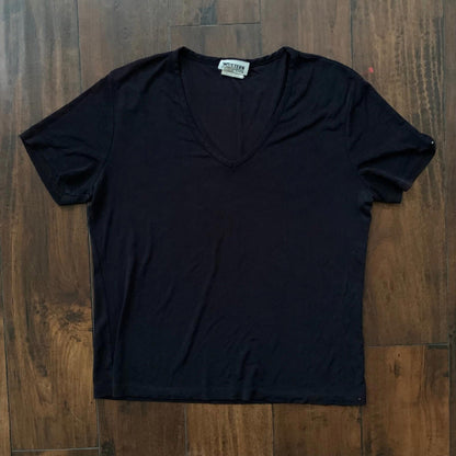 Vintage Western Collection Women's L Black Shirt Top Tunic V-Neck 80s 90s