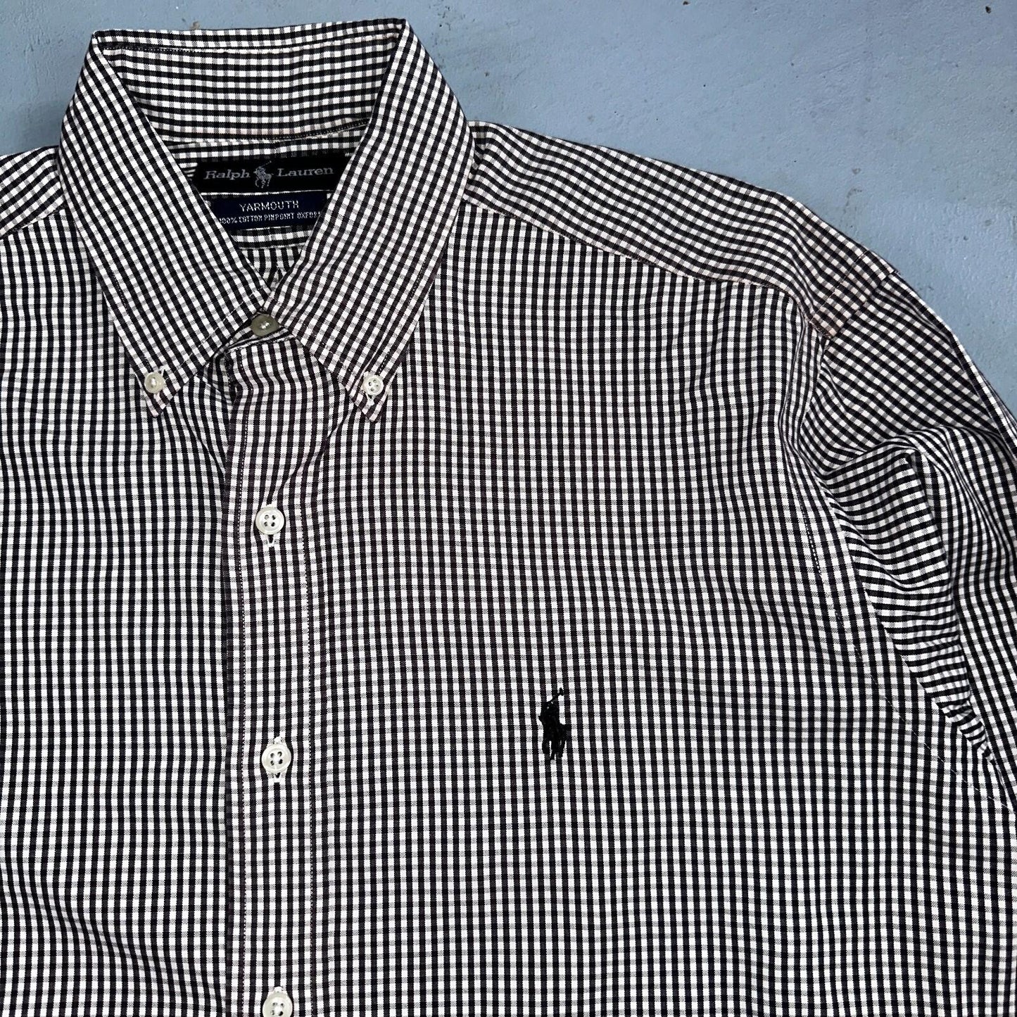 Ralph Lauren Shirt Black Shepperd Check Yarmouth Button Up Long Sleeve 15.5