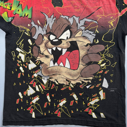 Vintage 1996 Taz Tasmanian Devil Looney Tunes Space Jam T Shirt AOP Graphic 90s