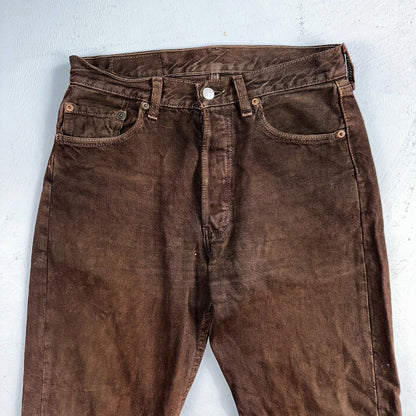 Levis 501 Vintage 90s USA XX Straight Leg Jeans Brown Dark Wash 29x32 Act 29x31