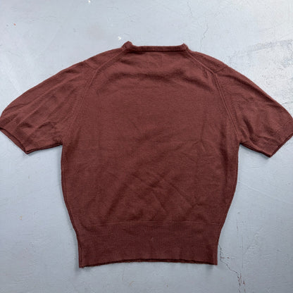 VTG 50s Penneys Brown Short Sleeve Knit Sweater Womens 36 Rockabilly 1950s Rare