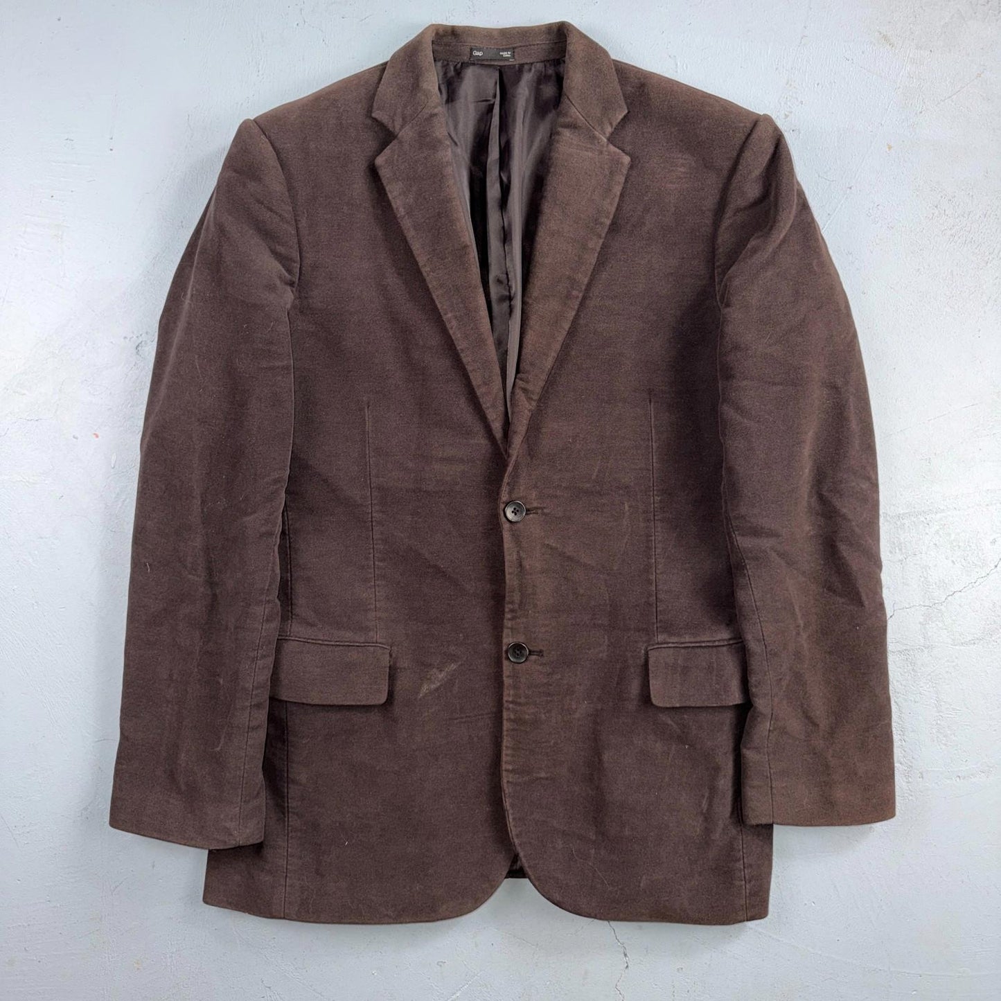 Gap Mens 42R Brown Tailored Velvet Single Breast Blazer Jacket VTG Style