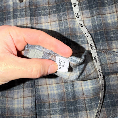 Pendleton VTG 100% Virgin Wool Western Plaid Shirt Pearl Snap Gray High Grade