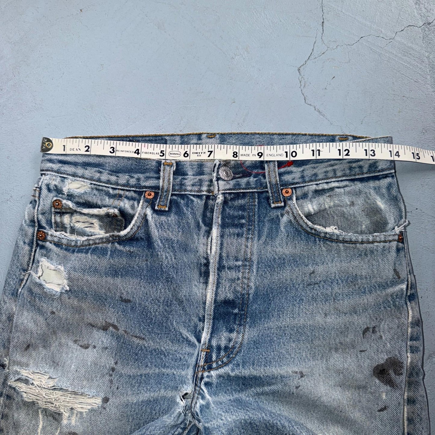 Levis 501 Vintage 90s USA XX Straight Leg Jeans Blue Light Wash 29x32 Act 28x28