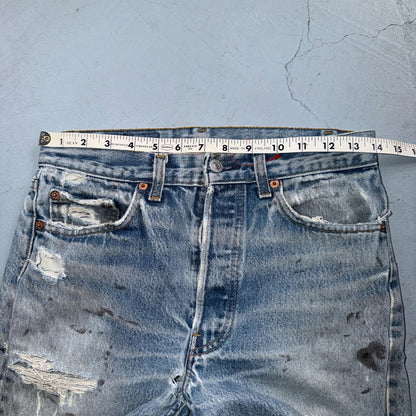 Levis 501 Vintage 90s USA XX Straight Leg Jeans Blue Light Wash 29x32 Act 28x28