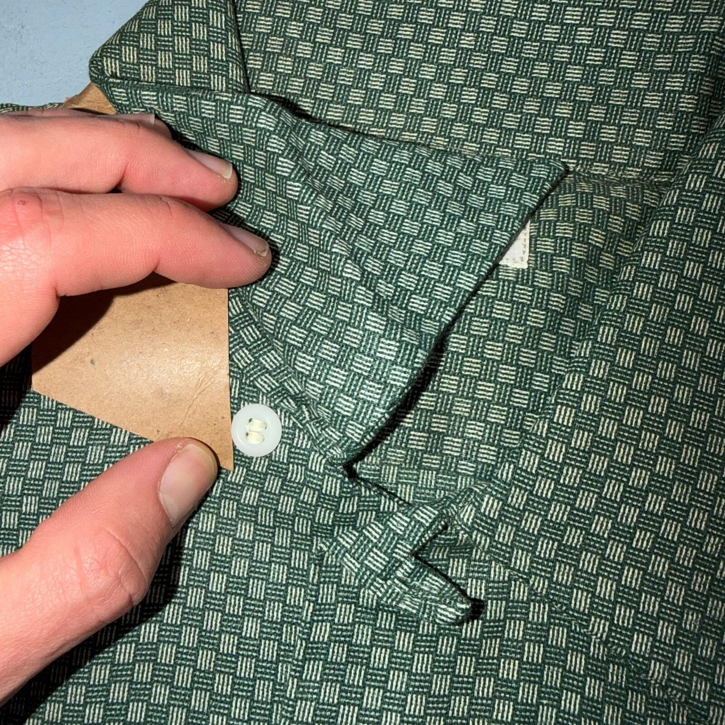1950s NOS Gabardine Long Sleeve Button Up Loop Collar Shirt M VTG 50s Rockabilly