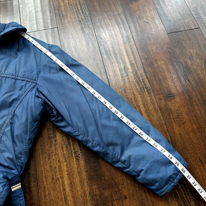 Vintage Tempco Goose Down Puffer Coat Mens S Blue Insulated Hooded Jacket