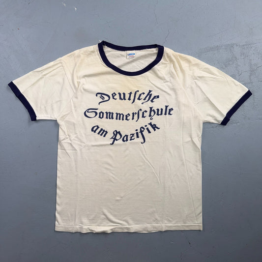 VTG 70s Champion Deutsche Sommerschule Pazifik German Ringer T Shirt PDX Oregon