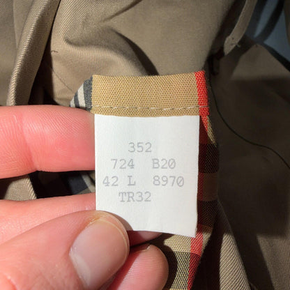 Burberry Mens 42L Trench Coat Jacket Camel Hair Double Breasted Wool Liner VTG