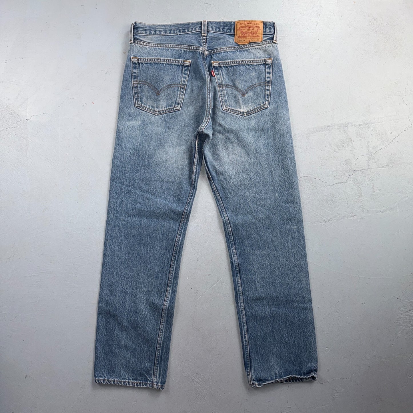 Levis 501 Vintage 90s USA XX Straight Leg Jeans Blue Light Wash 34x33 Act 31x29