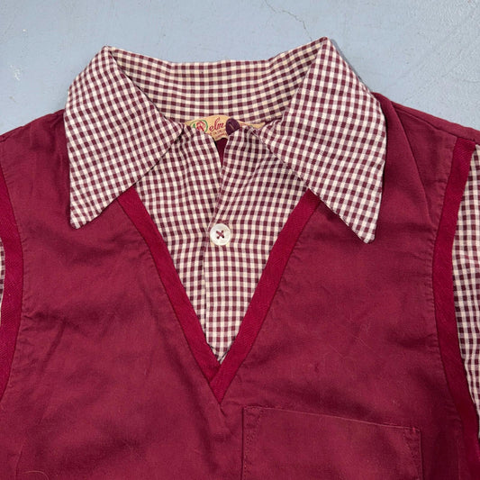 VTG 50s Gabardine Loop Collar Shirt S Rockabilly Vest Jac California Ricky RARE