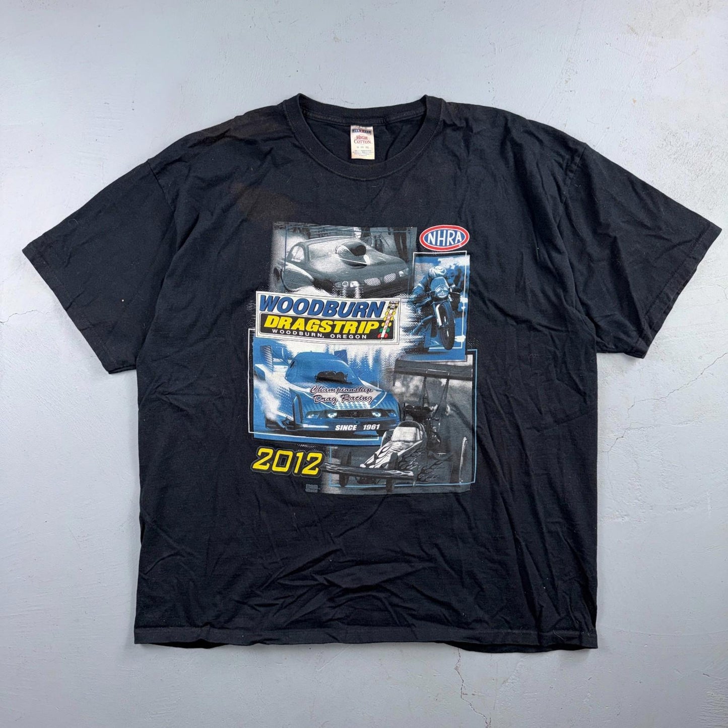 Drag Strip Woodburn Oregon VTG T Shirt 2012 Sports Cars Drifting Graphic NHRA