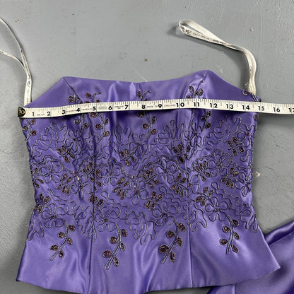 Zum Zum By Niki Livas Women's Purple Crop Skirt Beading Maxi Dress 5-6 USA Prom
