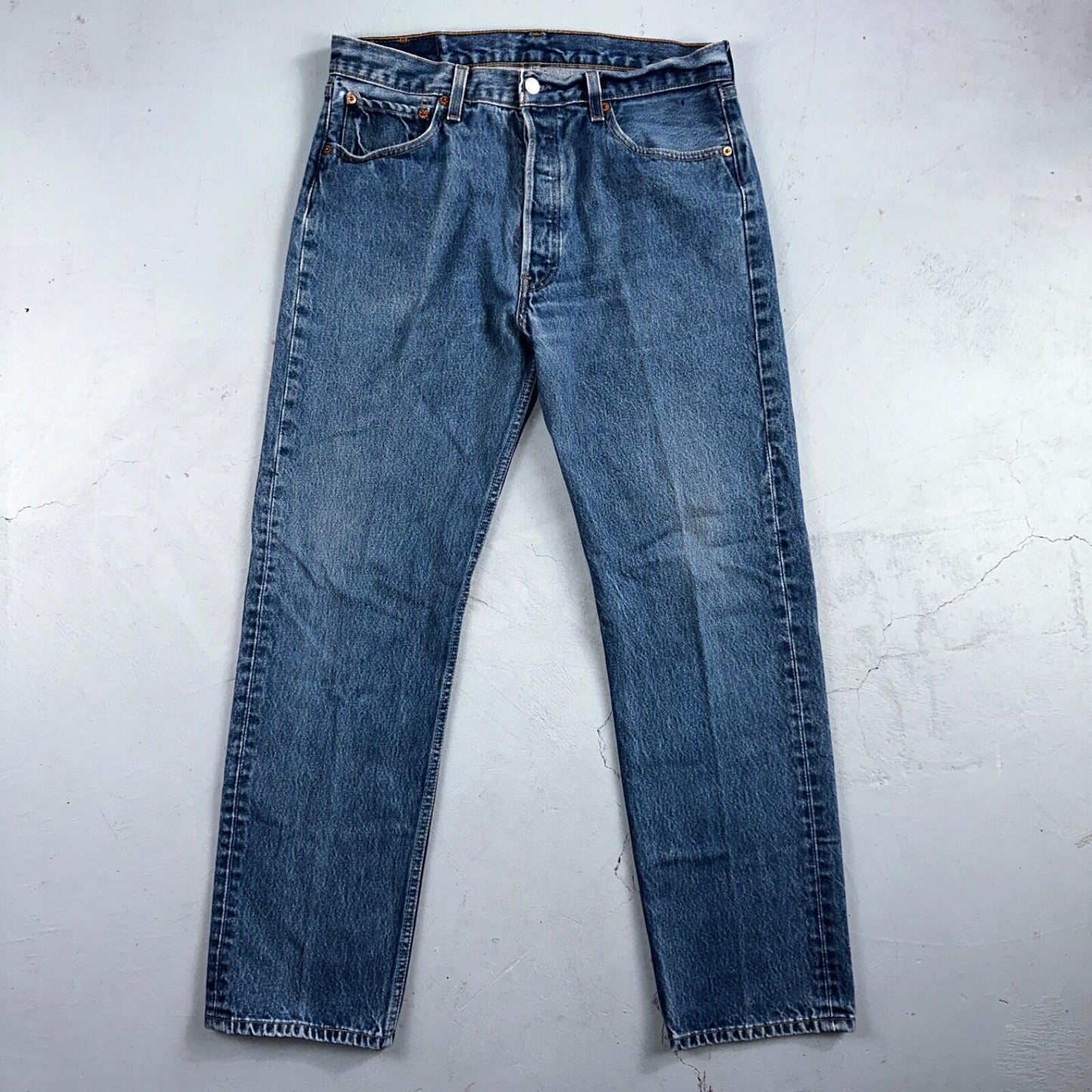 Levis 501 Vintage 90s USA XX Straight Leg Jeans Blue Med Wash 35x34 Act 33x30
