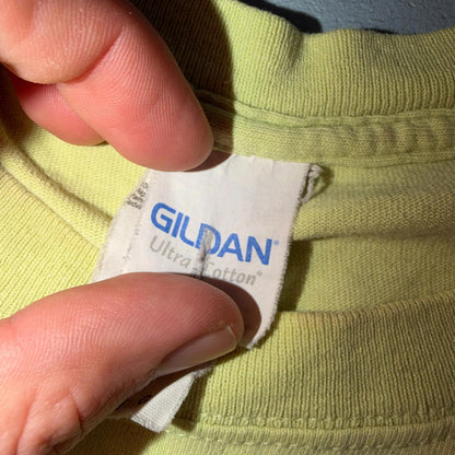 Thrashed Green VTG Style T Shirt Blank Green Stained Used Gildan Y2K